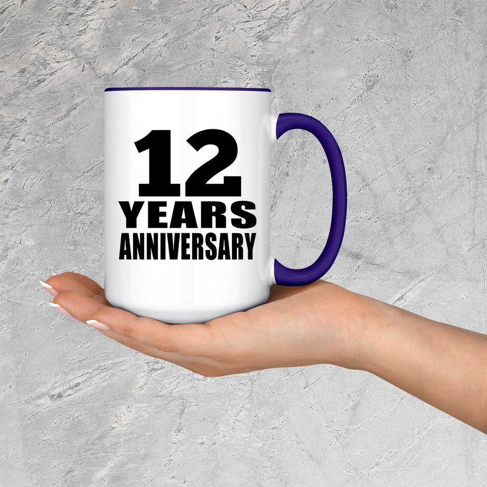 12th Anniversary 12 Years Anniversary - 15oz Accent Mug Purple