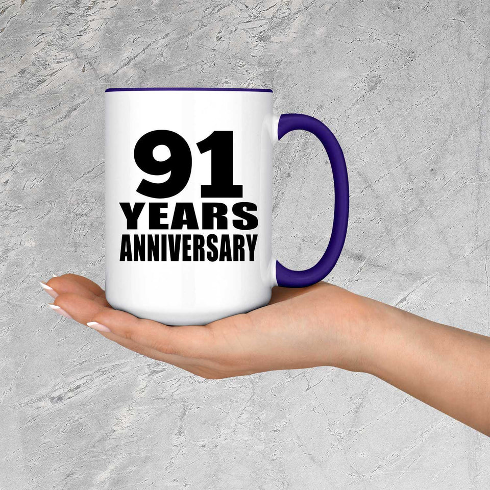 91st Anniversary 91 Years Anniversary - 15oz Accent Mug Purple