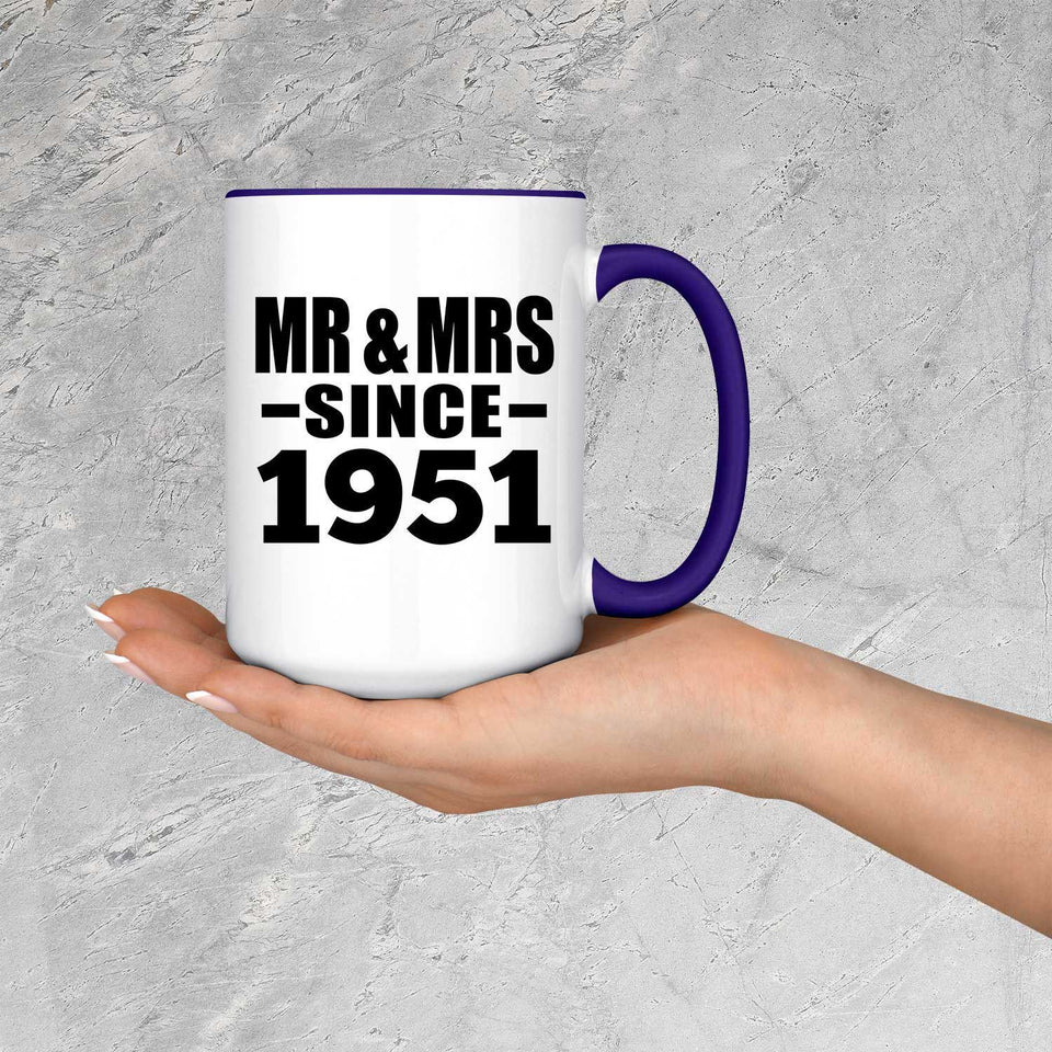 73rd Anniversary Mr & Mrs Since 1951 - 15oz Accent Mug Purple