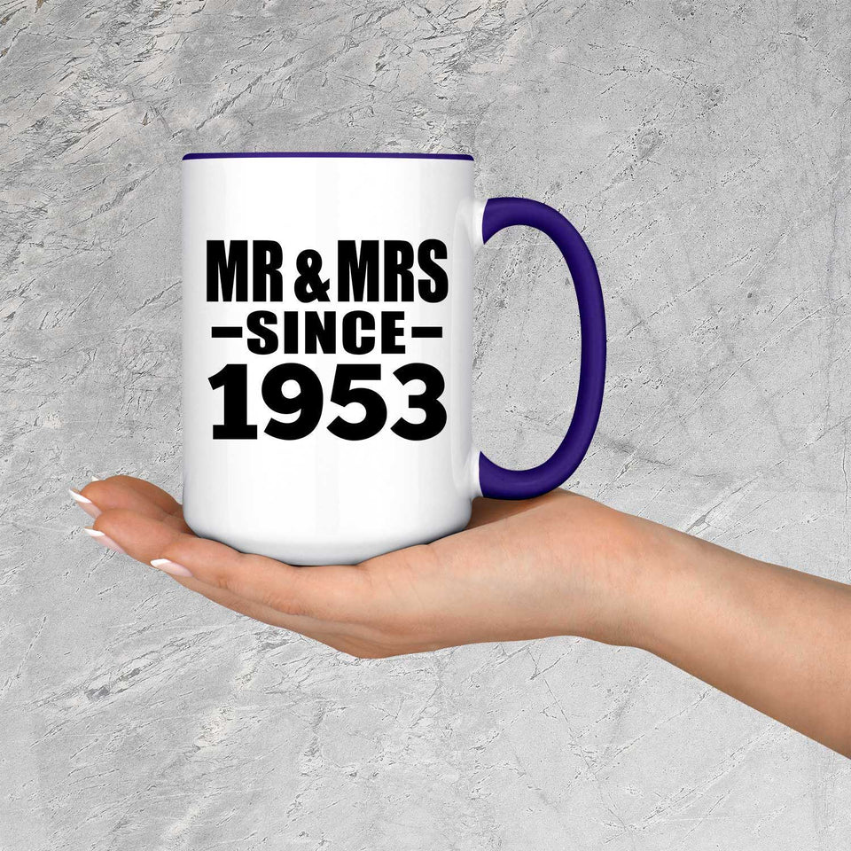 71st Anniversary Mr & Mrs Since 1953 - 15oz Accent Mug Purple