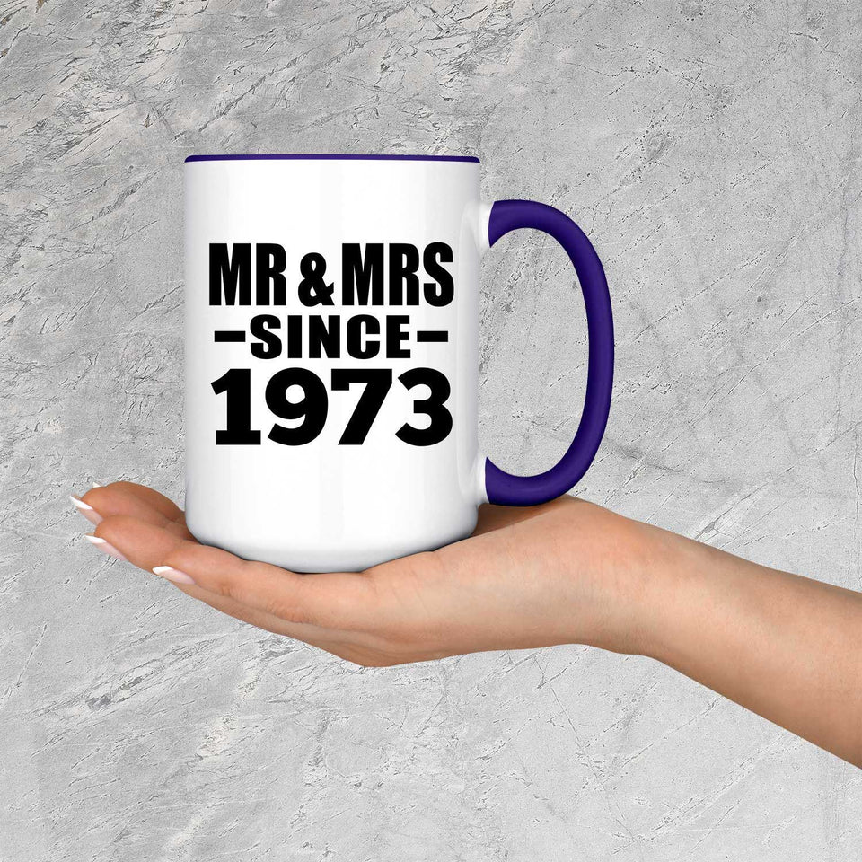 51st Anniversary Mr & Mrs Since 1973 - 15oz Accent Mug Purple