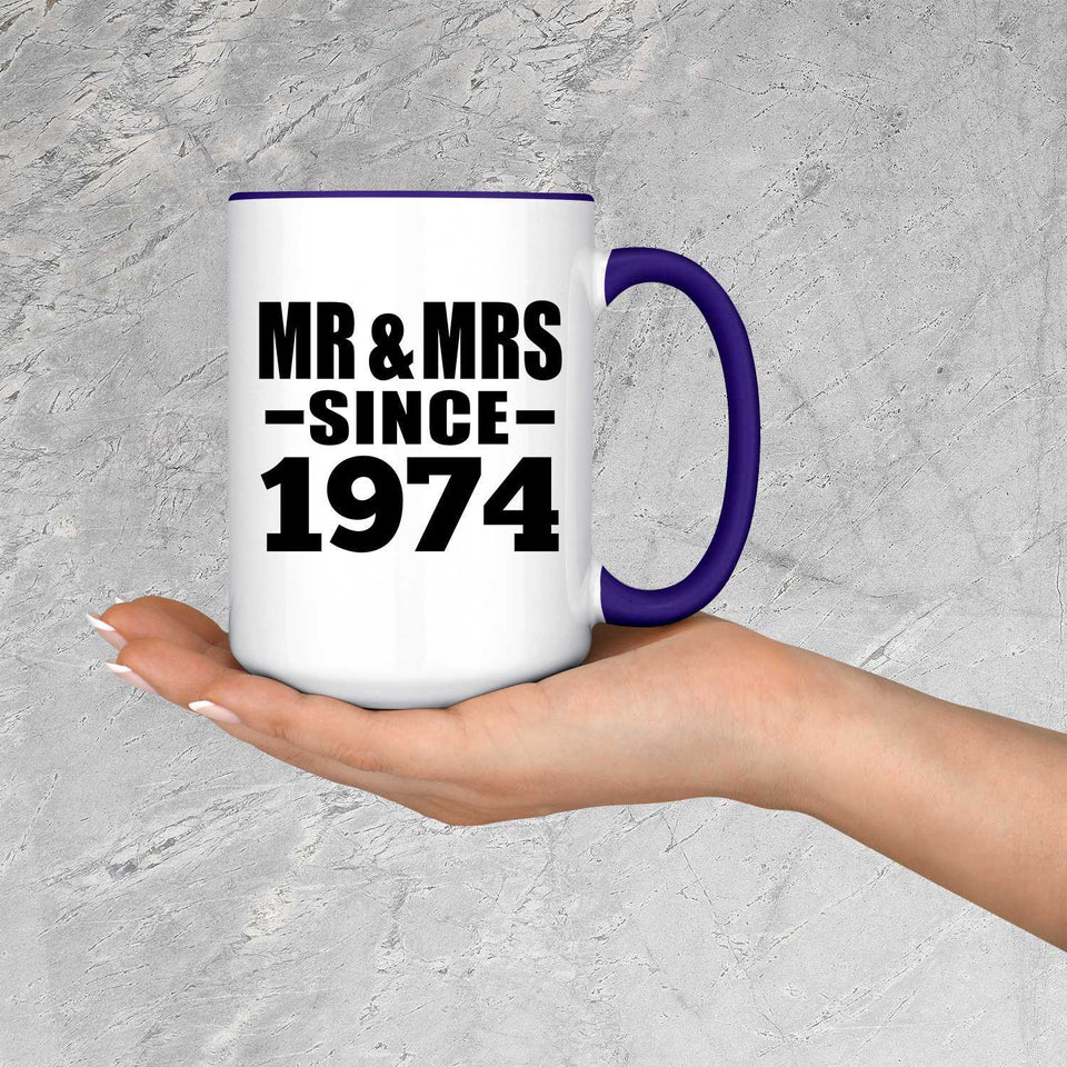 50th Anniversary Mr & Mrs Since 1974 - 15oz Accent Mug Purple