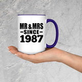 37th Anniversary Mr & Mrs Since 1987 - 15oz Accent Mug Purple