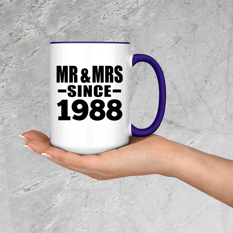 36th Anniversary Mr & Mrs Since 1988 - 15oz Accent Mug Purple
