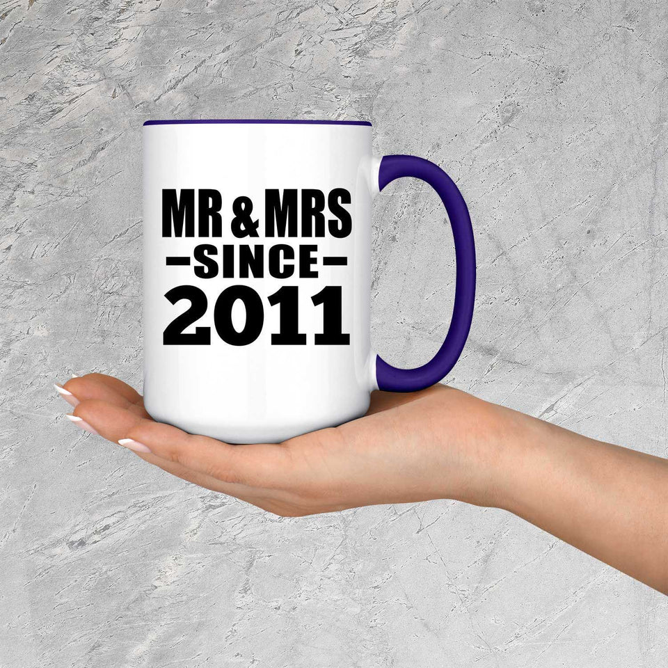 13th Anniversary Mr & Mrs Since 2011 - 15oz Accent Mug Purple