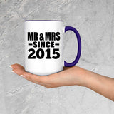 9th Anniversary Mr & Mrs Since 2015 - 15oz Accent Mug Purple