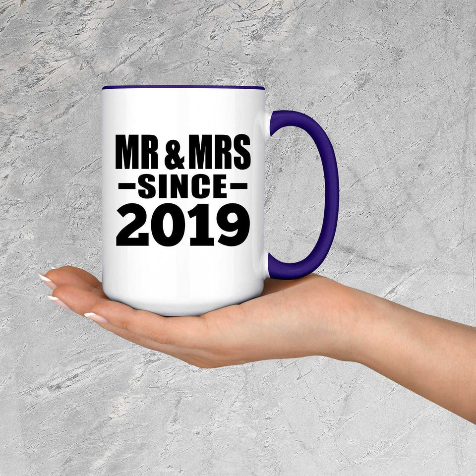 5th Anniversary Mr & Mrs Since 2019 - 15oz Accent Mug Purple