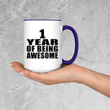 1st Birthday 1 Year Of Being Awesome - 15oz Accent Mug Purple