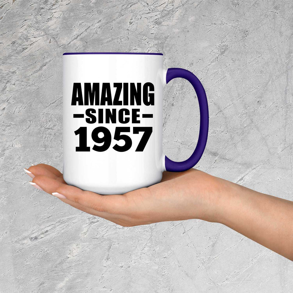67th Birthday Amazing Since 1957 - 15oz Accent Mug Purple