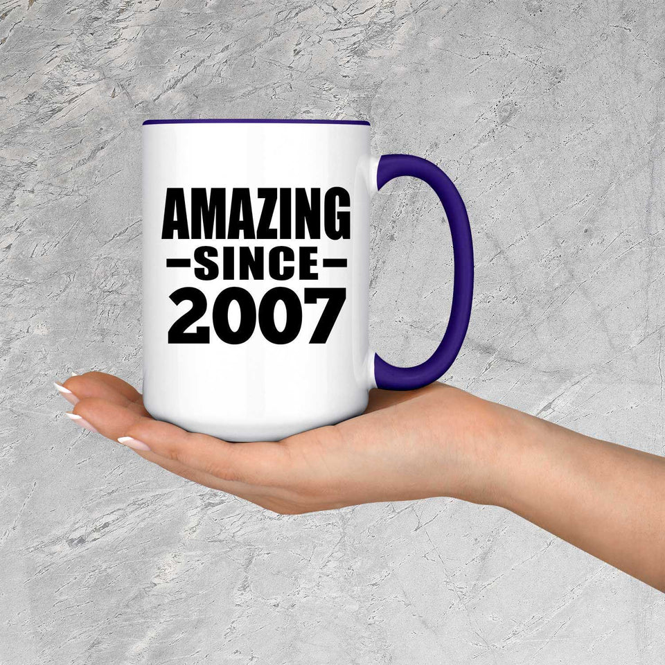 17th Birthday Amazing Since 2007 - 15oz Accent Mug Purple