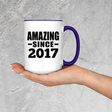 7th Birthday Amazing Since 2017 - 15oz Accent Mug Purple
