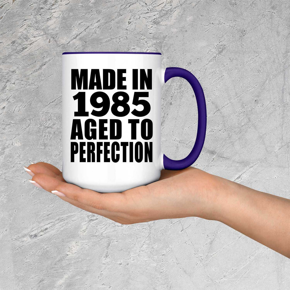 39th Birthday Made In 1985 Aged to Perfection - 15oz Accent Mug Purple
