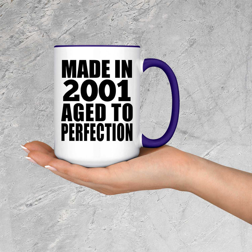 23rd Birthday Made In 2001 Aged to Perfection - 15oz Accent Mug Purple