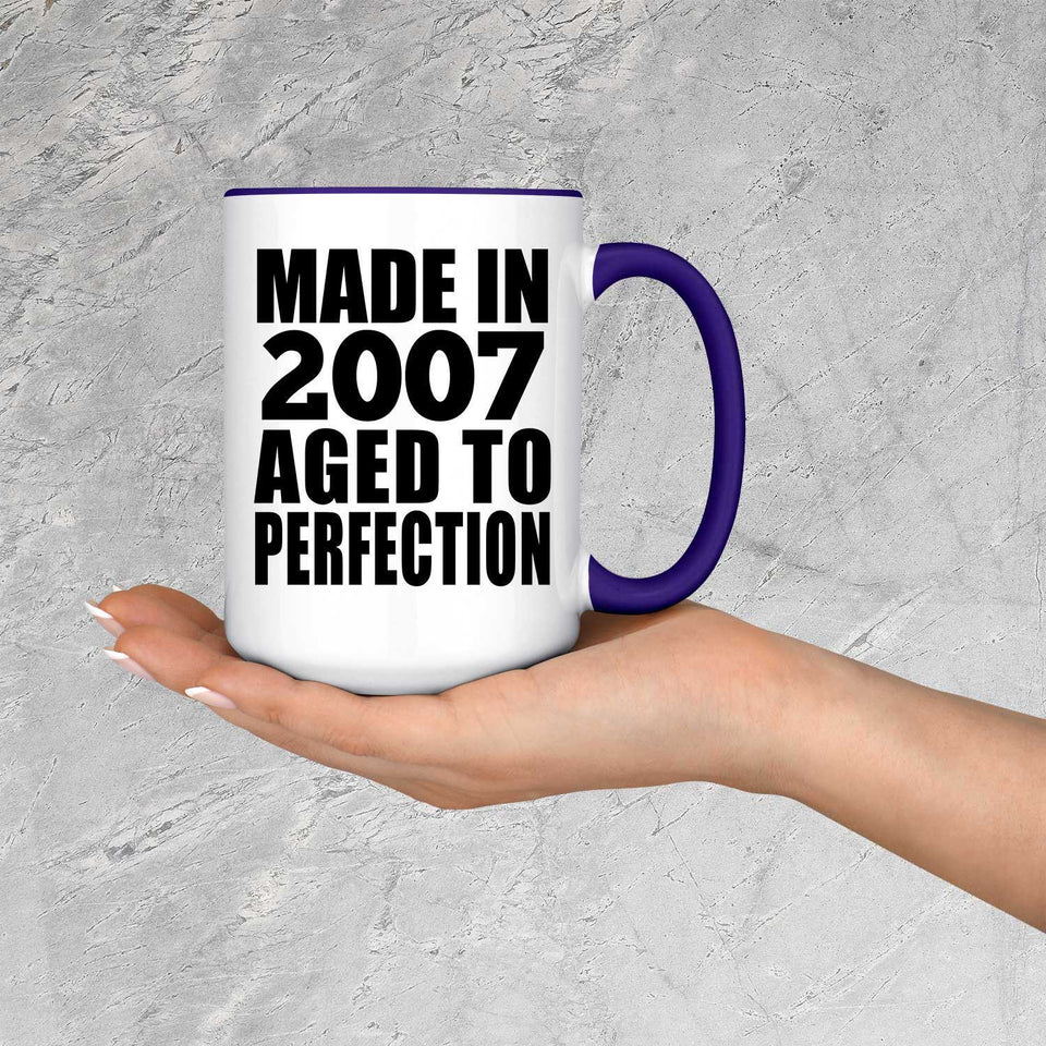17th Birthday Made In 2007 Aged to Perfection - 15oz Accent Mug Purple