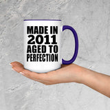 13th Birthday Made In 2011 Aged to Perfection - 15oz Accent Mug Purple