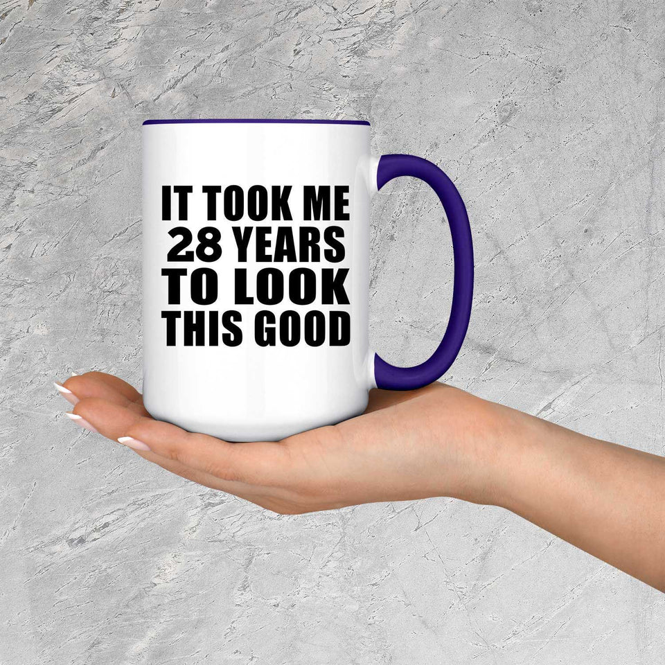 28th Birthday Took Me 28 Years To Look This Good - 15oz Accent Mug Purple