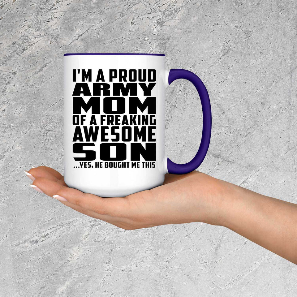 Proud Army Mom Of Awesome Son - 15oz Accent Mug Purple