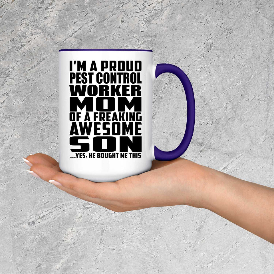 Proud Pest Control Worker Mom Of Awesome Son - 15oz Accent Mug Purple