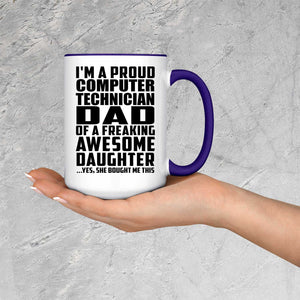 Proud Computer Technician Dad Of Awesome Daughter - 15oz Accent Mug Purple