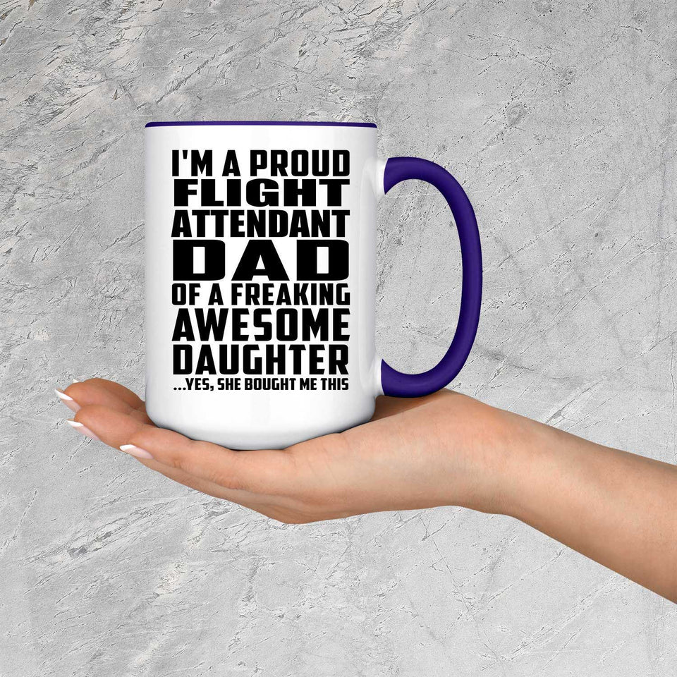 Proud Flight Attendant Dad Of Awesome Daughter - 15oz Accent Mug Purple