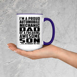 Proud Automobile Mechanic Dad Of Awesome Son - 15oz Accent Mug Purple