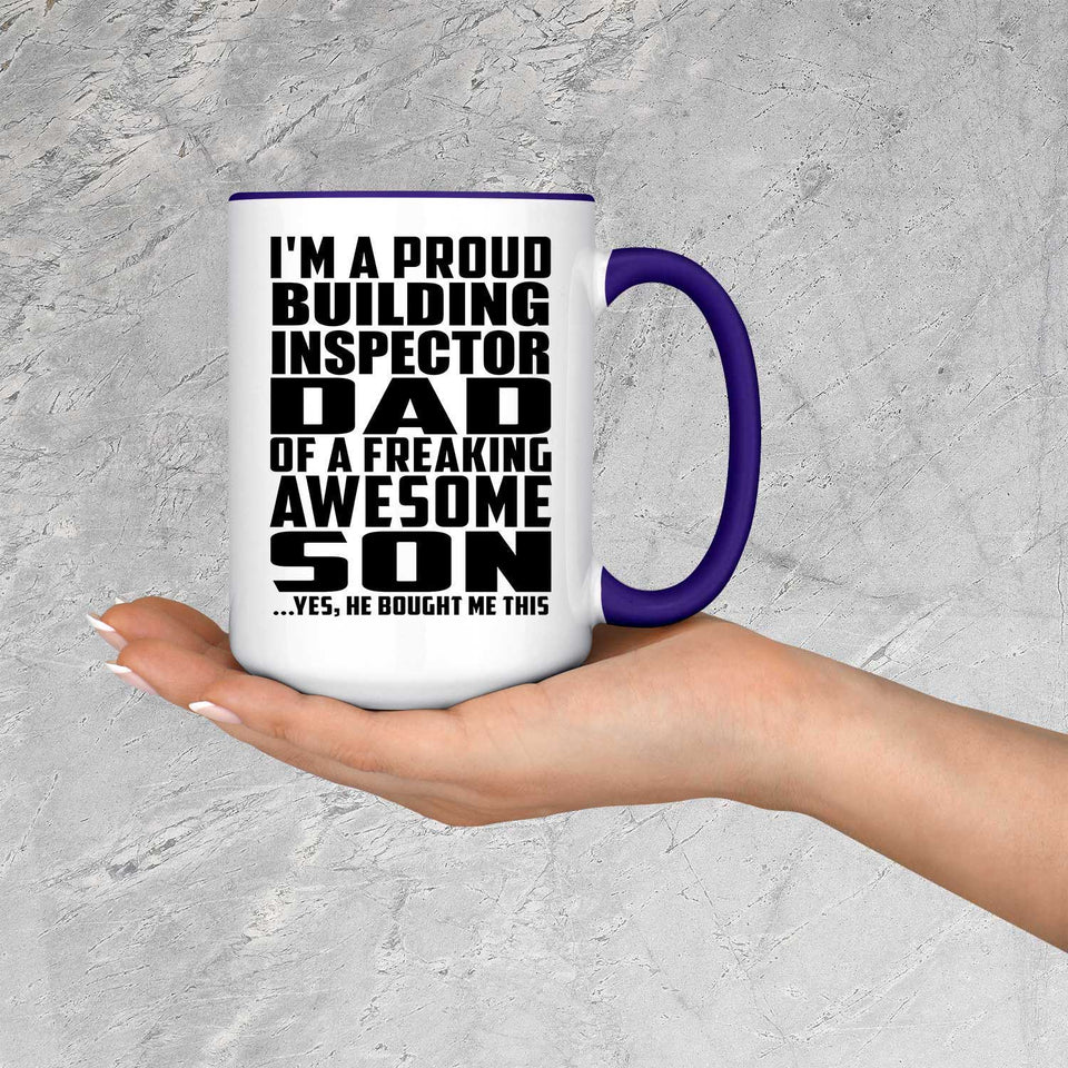 Proud Building Inspector Dad Of Awesome Son - 15oz Accent Mug Purple