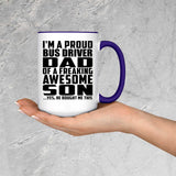 Proud Bus Driver Dad Of Awesome Son - 15oz Accent Mug Purple