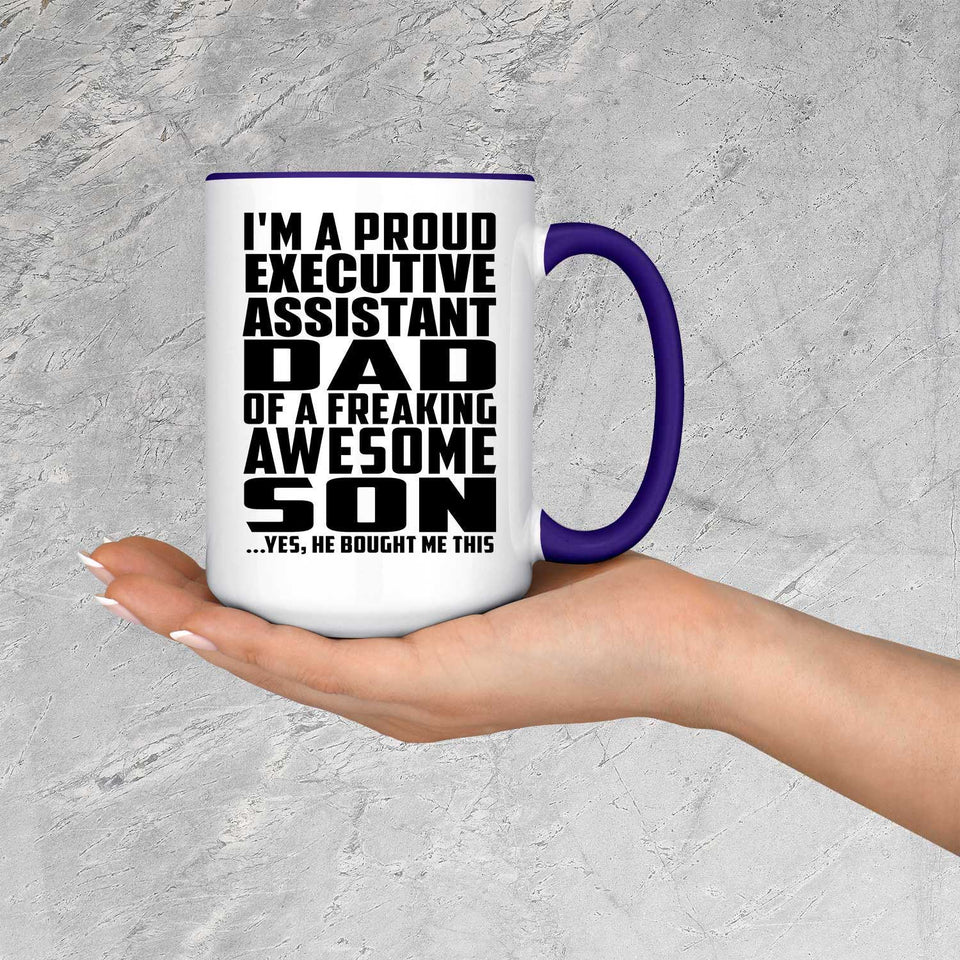 Proud Executive Assistant Dad Of Awesome Son - 15oz Accent Mug Purple