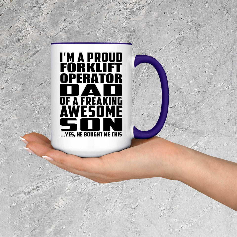 Proud Forklift Operator Dad Of Awesome Son - 15oz Accent Mug Purple