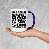 Proud Hair Stylist Dad Of Awesome Son - 15oz Accent Mug Purple