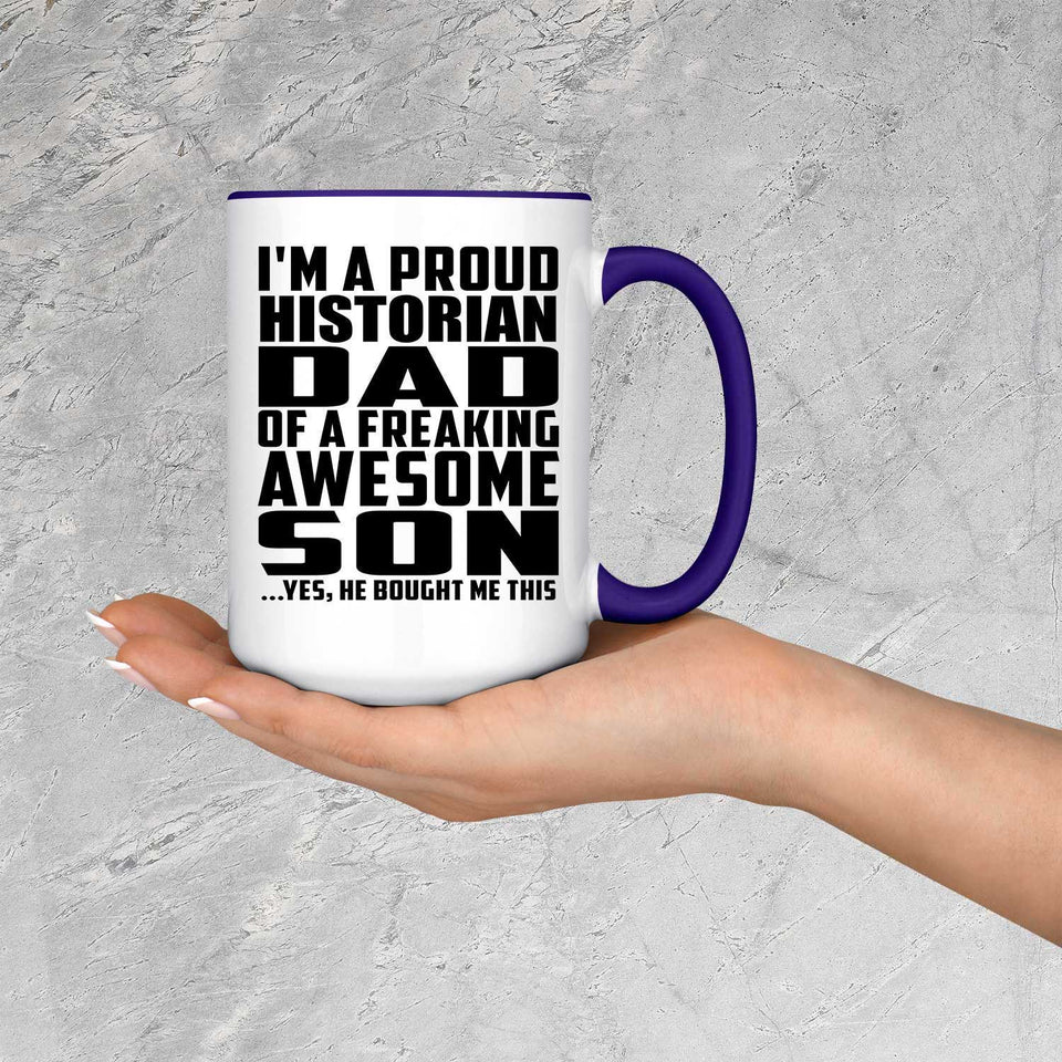 Proud Historian Dad Of Awesome Son - 15oz Accent Mug Purple