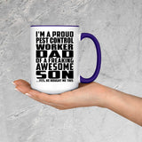 Proud Pest Control Worker Dad Of Awesome Son - 15oz Accent Mug Purple