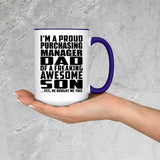 Proud Purchasing Manager Dad Of Awesome Son - 15oz Accent Mug Purple