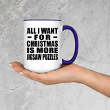 All I Want For Christmas Is More Jigsaw Puzzles - 15oz Accent Mug Purple
