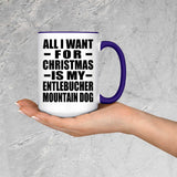 All I Want For Christmas Is My Entlebucher Mountain Dog - 15oz Accent Mug Purple