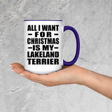 All I Want For Christmas Is My Lakeland Terrier - 15oz Accent Mug Purple