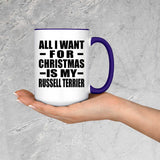 All I Want For Christmas Is My Russell Terrier - 15oz Accent Mug Purple