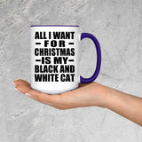 All I Want For Christmas Is My Black And White Cat - 15oz Accent Mug Purple