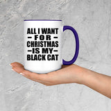 All I Want For Christmas Is My Black Cat - 15oz Accent Mug Purple