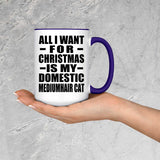 All I Want For Christmas Is My Domestic Mediumhair Cat - 15oz Accent Mug Purple
