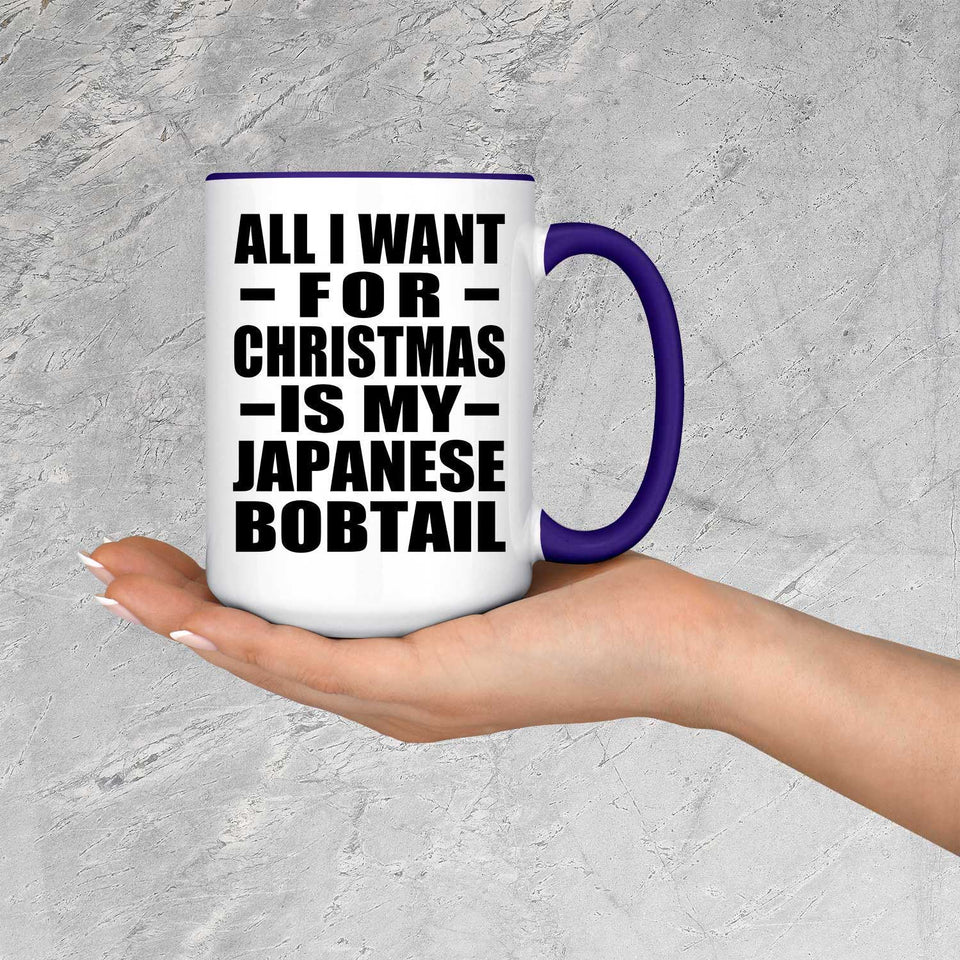 All I Want For Christmas Is My Japanese Bobtail - 15oz Accent Mug Purple