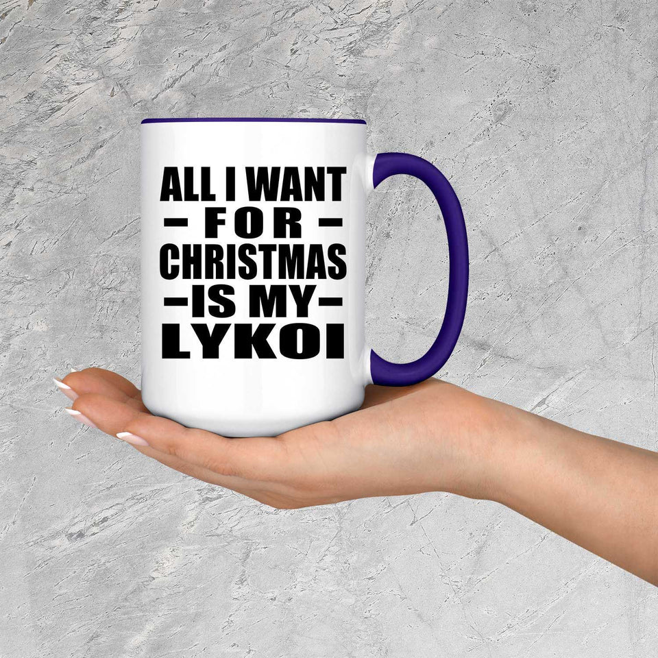 All I Want For Christmas Is My Lykoi - 15oz Accent Mug Purple