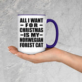 All I Want For Christmas Is My Norwegian Forest Cat - 15oz Accent Mug Purple