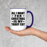 All I Want For Christmas Is My Tabby Cat - 15oz Accent Mug Purple