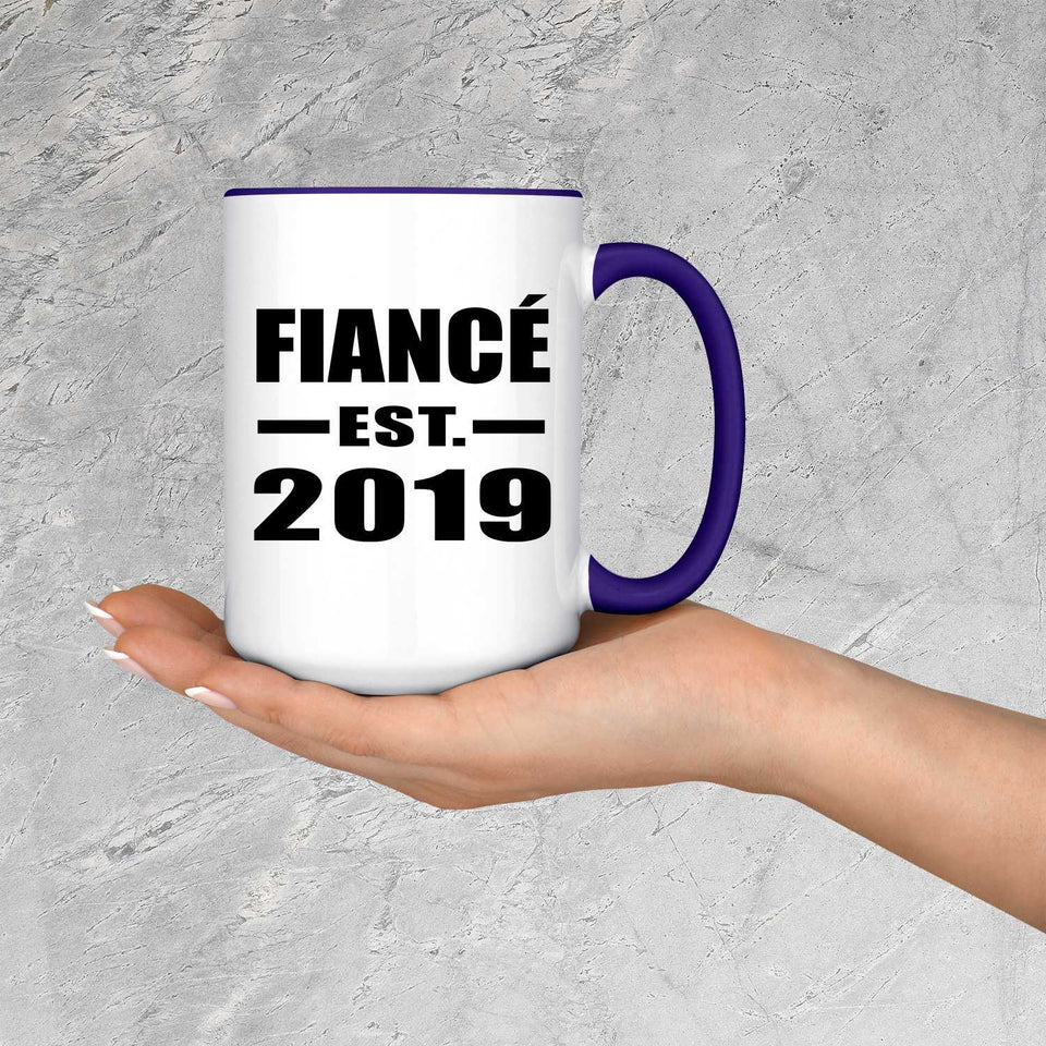Fiance Established EST. 2019 - 15oz Accent Mug Purple