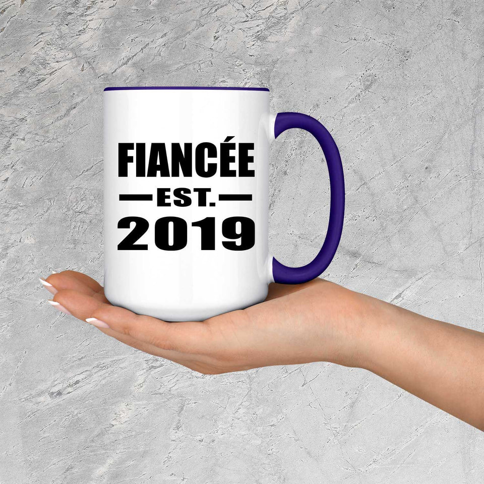 Fiancee Established EST. 2019 - 15oz Accent Mug Purple