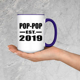 Pop-Pop Established EST. 2019 - 15oz Accent Mug Purple