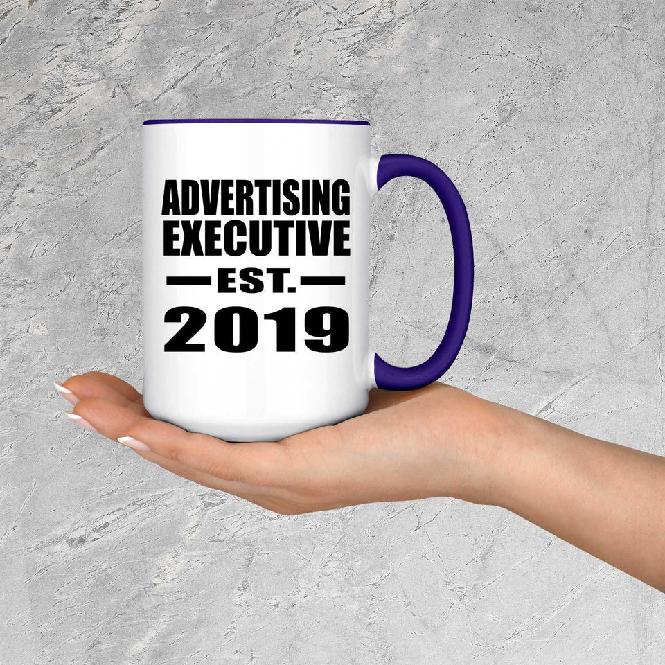 Advertising Executive Established EST. 2019 - 15oz Accent Mug Purple