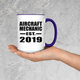 Aircraft Mechanic Established EST. 2019 - 15oz Accent Mug Purple