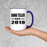 Bank Teller Established EST. 2019 - 15oz Accent Mug Purple